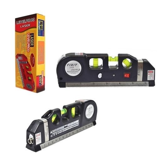 Laser level with tape measure and line