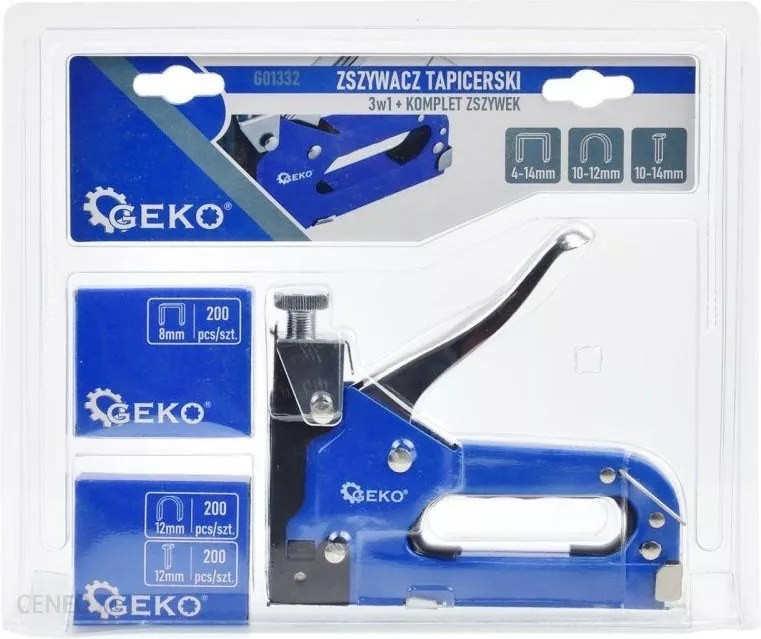 Hand tacker GEKO G01332 3 in 1, 4-14 mm, with consumables 600 pcs