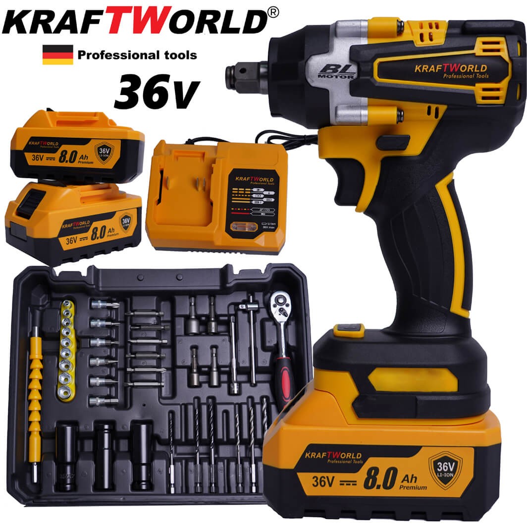 Cordless Impact Driver KraftWorld brushless 36V, 8A + 35 Parts Bonus