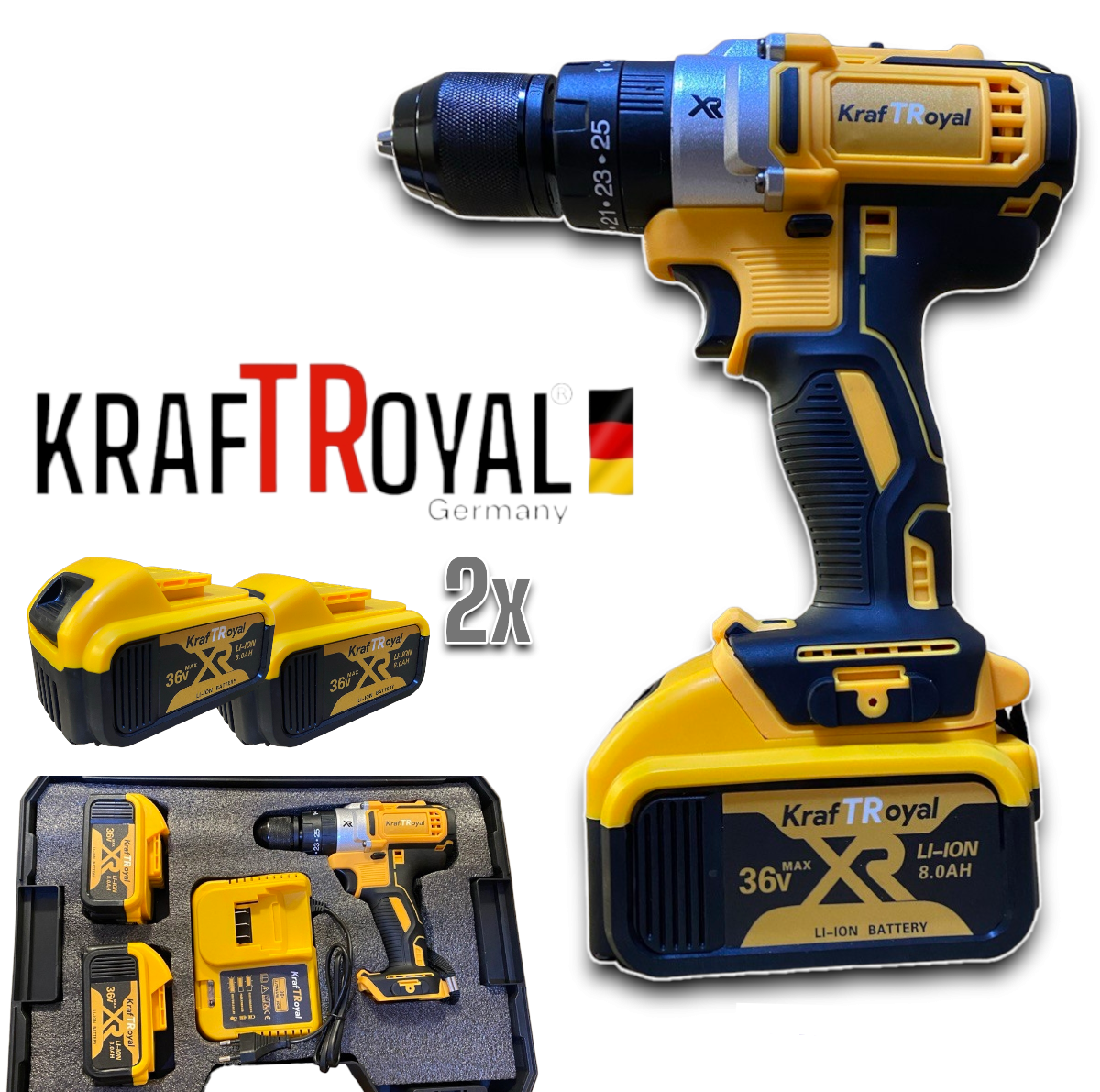 Brushless Impact Driver 36V 8.0AH Cordless Drill Cordless KRAFTROYAL