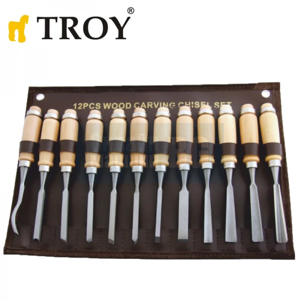 Wood carving chisel set Troy T 25004, 12 pcs.