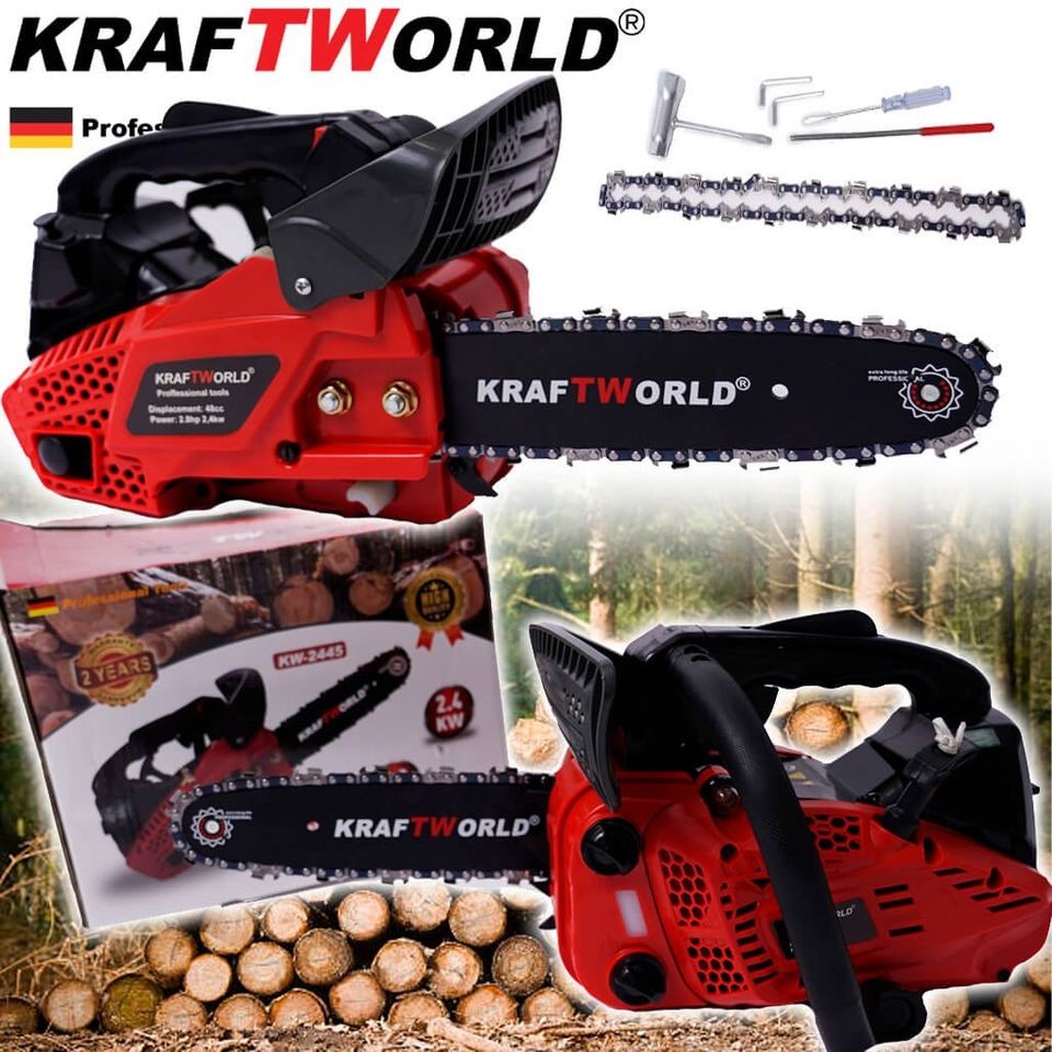 KraftWorld Gasoline Mini Wood Saw with Two Chains