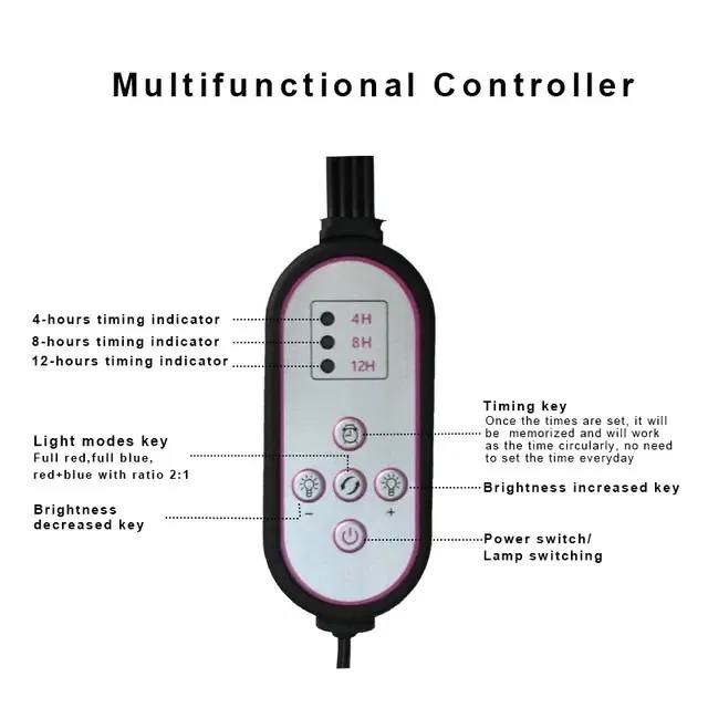 UV plant growing lamp with 3 arms and adjustable stand for direct ...